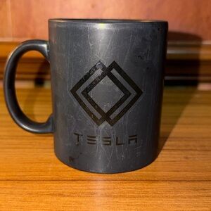 Tesla Coffee Mug Matte Black - Authentic 14oz Ceramic - Good Used Condition